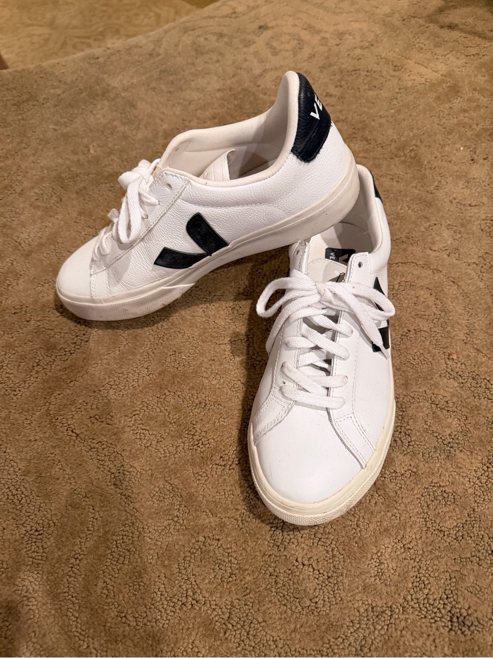 Veja Low-Top Sneakers in White with Black Accents